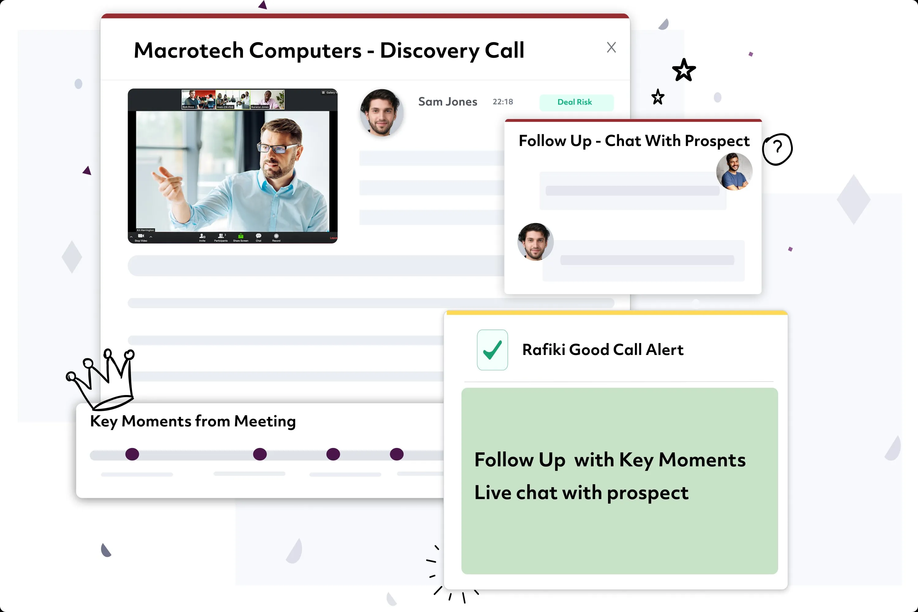 Chat with prospects at their convenience with alerts for link opens and shares