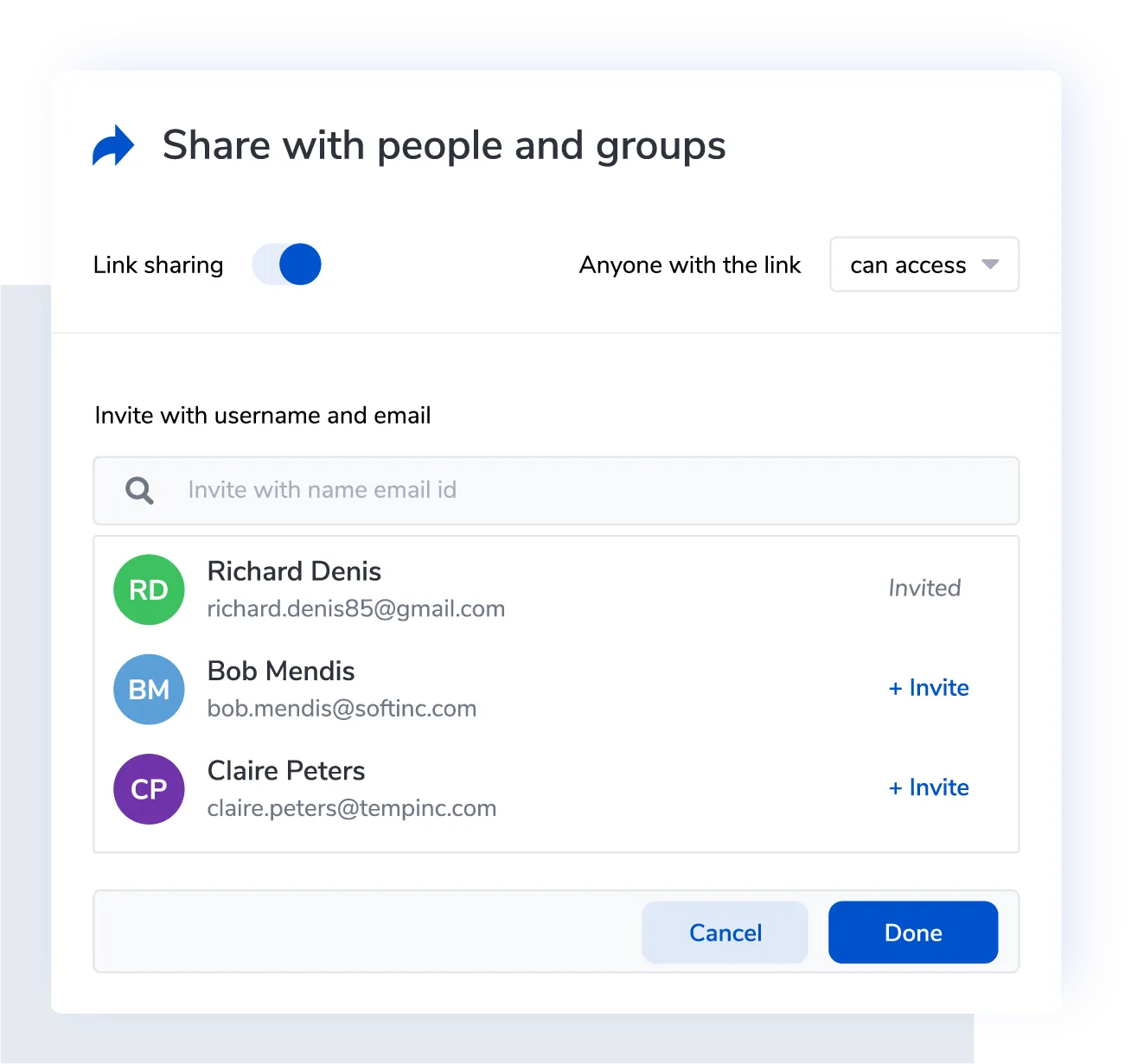 Share with  users and groups in your org