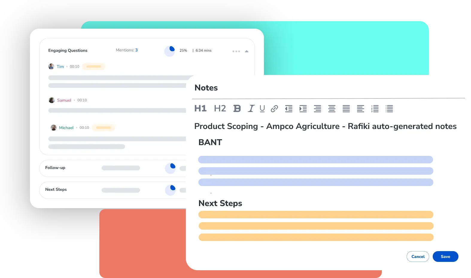 Automatically generated AI based notes pushed to your CRM