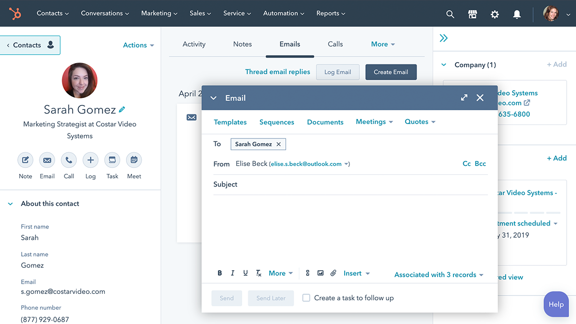 Hubspot Screenshot