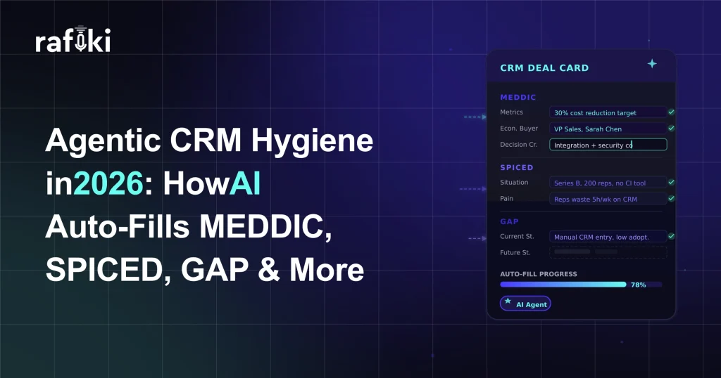 Agentic CRM Hygiene in 2026: How AI Auto-Fills MEDDIC, SPICED, GAP & More Without Rep Burden